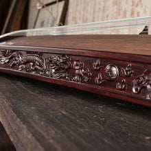 Load image into Gallery viewer, Red Sandalwood woodcarving Jiu Zhou Long Yin guzheng