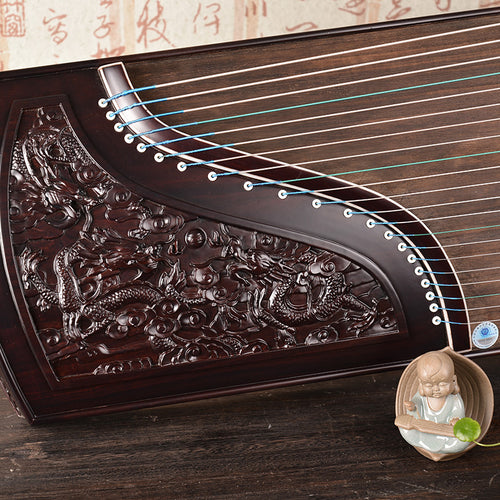 Red Sandalwood woodcarving Jiu Zhou Long Yin guzheng
