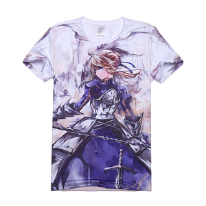 Fate personality short sleeve T-shirt our king Saber animation around the round neck of fate Joan