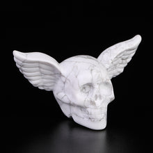 Load image into Gallery viewer, white turquoise skull with wings