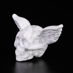 white turquoise skull with wings
